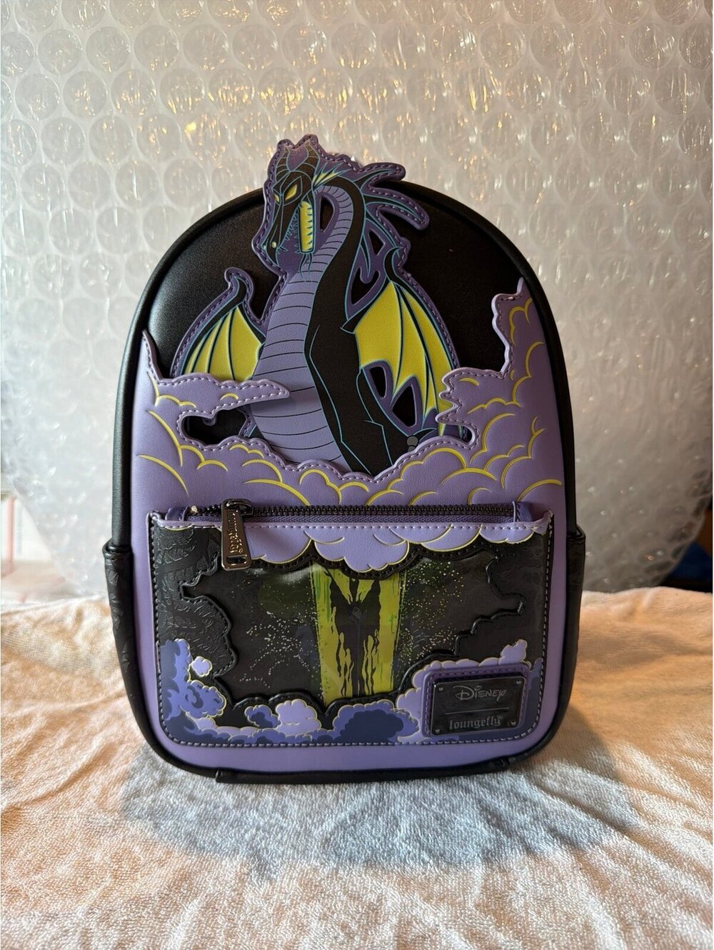 Loungefly Disney Maleficent Dragon Lenticular & Glow-in-the-Dark Backpack NWT